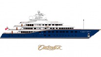 Drawing of the Superyacht Cakewalk 